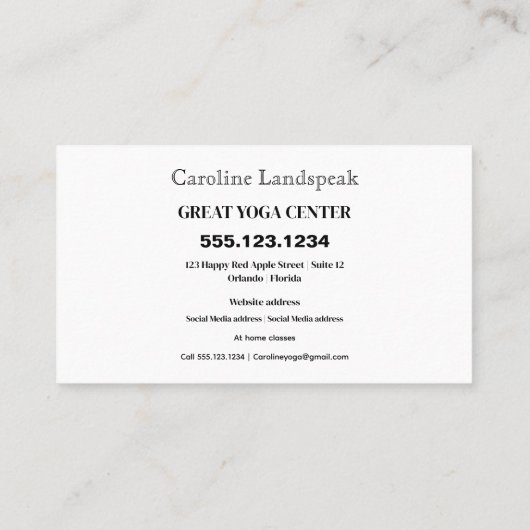 Carte De Visite Yoga enseignant Impressionnisme peint Multi Jaune (Dos)