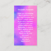 Carte De Visite Yoga Enseignant Pink Purple Tree Pose (Dos)