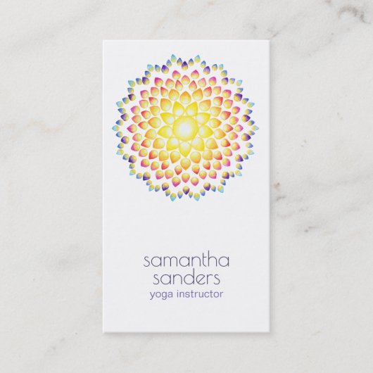Carte De Visite Yoga Enseignant Radiance Rainbow Mandala Art (Devant)