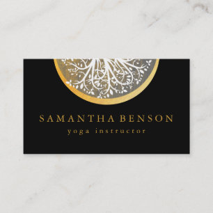 Carte De Visite Yoga et méditation élégants d'arbre d'aquarelle