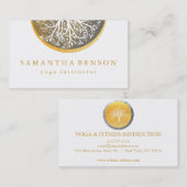 Carte De Visite Yoga et méditation élégants d'arbre d'aquarelle (Devant / Derrière)