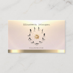 Carte De Visite Yoga Femmes Silhouette Gold Sun Yoga Instructeur