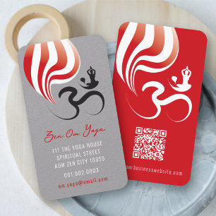 Carte De Visite Yoga flamme spirituelle Om Ohm Calligraphie Zen