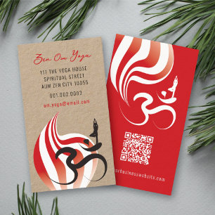 Carte De Visite Yoga flamme spirituelle Om Ohm Logo Calligraphie Z