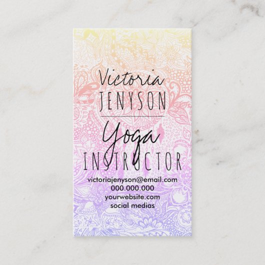 Carte De Visite Yoga floral de griffonnages de dreamcatcher (Devant)