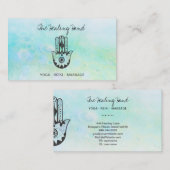 Carte De Visite *~* Yoga Hamsa Main de Fatima + Cratères de Lune (Devant / Derrière)