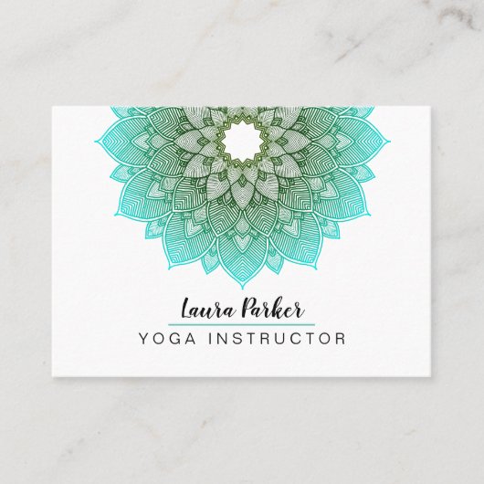 Carte De Visite Yoga holistique de mandala de méditation bleue (Devant)