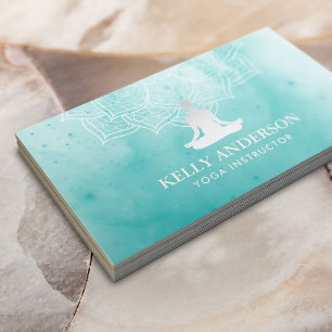 Carte De Visite Yoga Instructeur Aquarelle Lotus Mandala Namaste