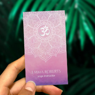 Carte De Visite Yoga Instructeur Aquarelle Lotus Mandala Namaste