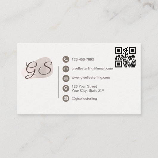 Carte De Visite Yoga Instructeur Blush Mauve Elegant QR Code (Dos)