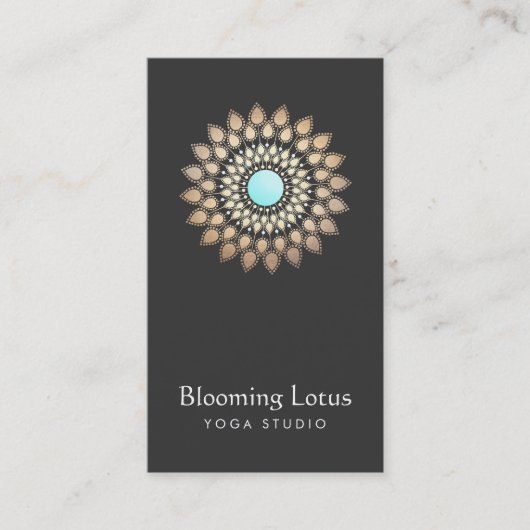 Carte De Visite Yoga Instructeur Gold et Turquoise Lotus Logo (Devant)