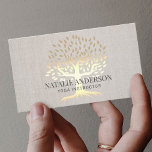 Carte De Visite Yoga Instructeur Gold Life Tree Linen Vintage<br><div class="desc">Yoga Instructor Gold Life Tree Vintage Cartes de visite de lin.</div>