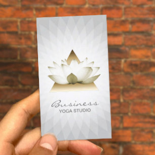 Carte De Visite Yoga Instructeur Gold Lotus Logo moderne géométriq