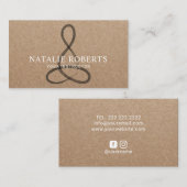 Carte De Visite Yoga Instructeur Logo de méditation Rustique Kraft (Devant / Derrière)