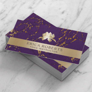 Carte De Visite Yoga Instructeur Lotus Logo Moderne Purple & Or