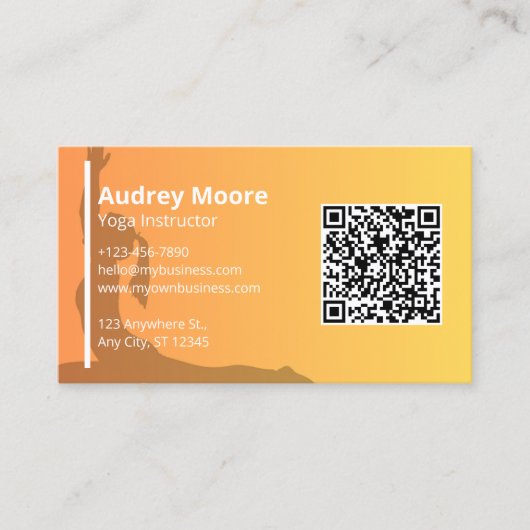 Carte De Visite Yoga Instructeur Modèle QR Code (Devant)