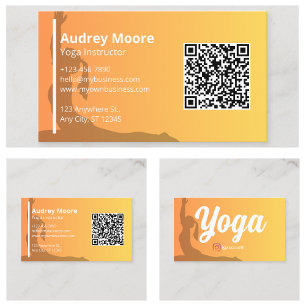 Carte De Visite Yoga Instructeur Modèle QR Code