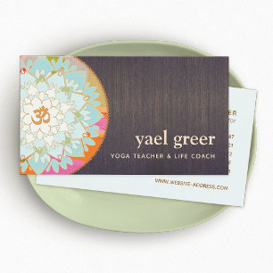 Carte De Visite Yoga Instructeur OM Symbole Lotus Mandala Art