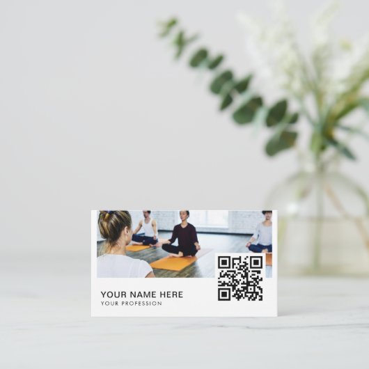 Carte De Visite Yoga Instructeur QR Code (Debout devant)