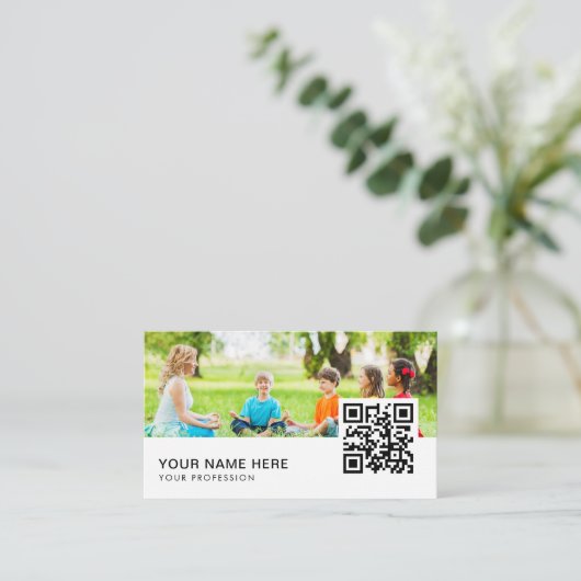 Carte De Visite Yoga instructeur QR Code (Debout devant)