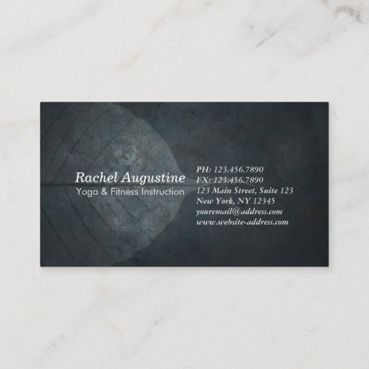 Carte De Visite Yoga Instructeur Studio Méditation Pose Bodhi Leaf (Dos)