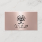 Carte De Visite Yoga Instructeur Vie Entraîneur Arbre Logo Rose Or (Devant)