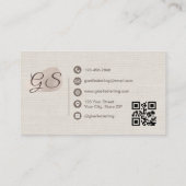 Carte De Visite Yoga Instructor Beige Linen Elegant QR Code (Dos)