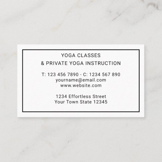 Carte De Visite Yoga Instructor Elegant Tree (Dos)