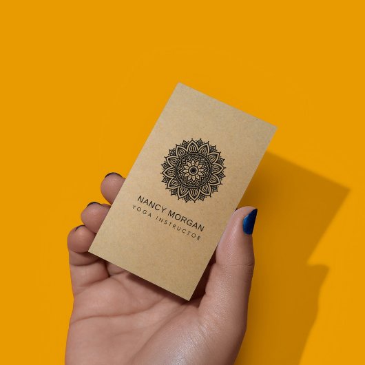 Carte De Visite Yoga Instructor Floral Mandala Kraft 