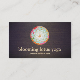 Carte De Visite Yoga Instructor Lotus et Om Symbole