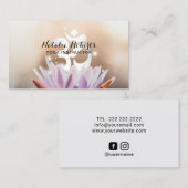 Carte De Visite Yoga Instructor Lotus Fleur & Om Symbole (Devant / Derrière)