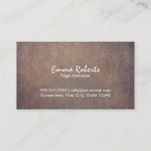 Carte De Visite Yoga Instructor Mediation Gras Texte Vintage (Dos)