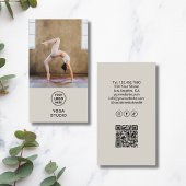 Carte De Visite Yoga Instructor Teacher Custom Logo Photo QR