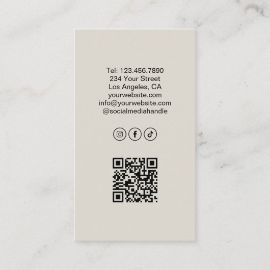 Carte De Visite Yoga Instructor Teacher Custom Logo Photo QR (Dos)