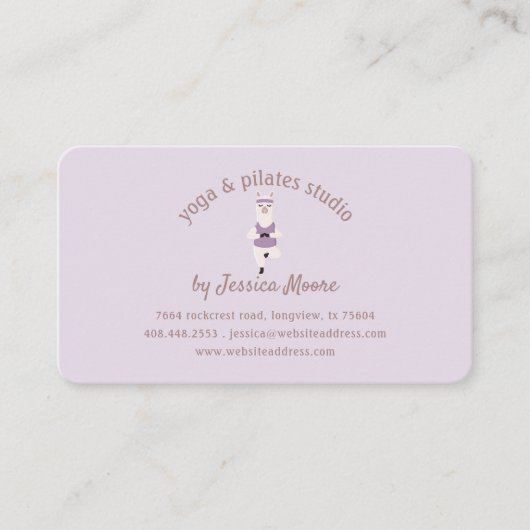 Carte De Visite Yoga Llamas & Pilates Fitness Studio Logo de l'ent (Devant)