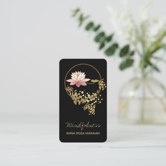 Carte De Visite *~* Yoga Lotus Eau Lily Parties scintillant Mindfu (Debout devant)