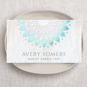 Carte De Visite Yoga Lotus Fleur Mandala Bois blanc