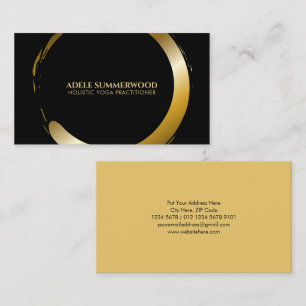 Carte De Visite Yoga Luxuriant Golden Enso Circle Motif Noir