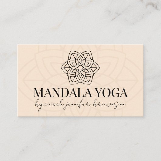 Carte De Visite Yoga Mandala spirituel beige clair (Devant)