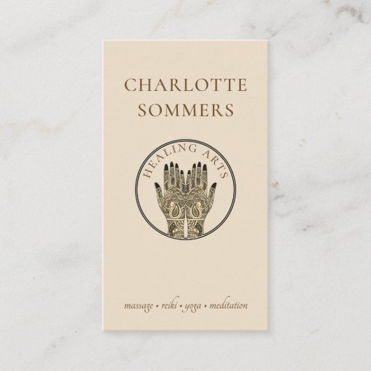 Carte De Visite Yoga Massage Henné Mains (Devant)