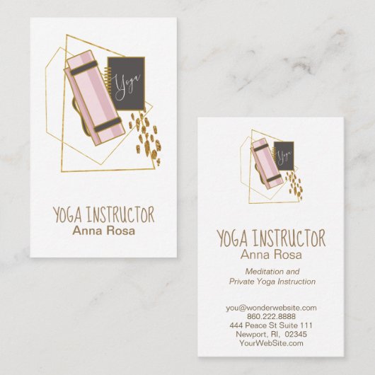 Carte De Visite *~* Yoga Mat Yoga Instructeur Parties scintillant  (Devant / Derrière)