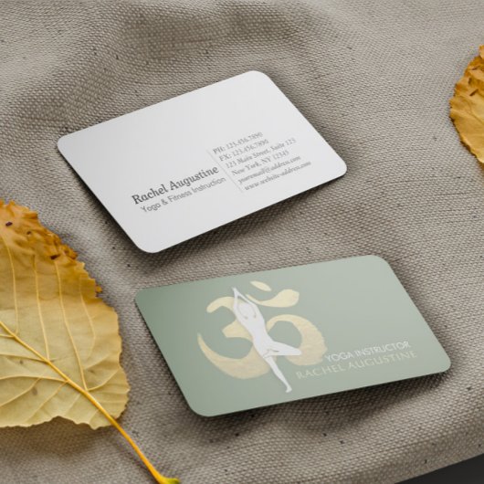 Carte De Visite Yoga Méditation Instructeur Arbre Pose Or OM SIGNE