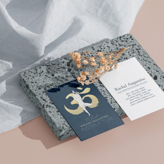 Carte De Visite Yoga Méditation Instructeur Arbre Pose Or OM SIGNE