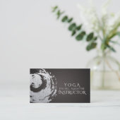 Carte De Visite Yoga Méditation Instructeur Noir Argent Symbole ZE (Debout devant)