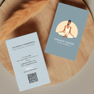 Carte De Visite Yoga moderne/Mindfulness Lotus Pose Socials QR Cod