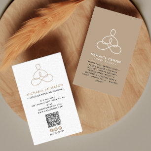 Carte De Visite Yoga moderne / Wellness Lotus Pose Socials Code QR