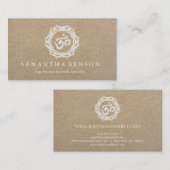 Carte De Visite Yoga noir et blanc élégant de logo d'art de (Devant / Derrière)