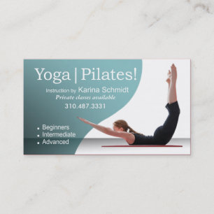 Carte De Visite "Yoga Pilates !" Instruction de Pilates, classe