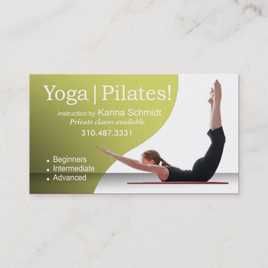Carte De Visite "Yoga | Pilates !" Instruction de Pilates, classe (Devant)