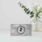 Carte De Visite Yoga Pose Logo Gris Texture (Debout devant)